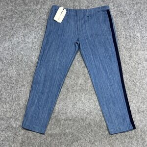 Rag & Bone Pants Mens 30 Blue Denim Chino Slim Fit Side Tuxedo Stripe FITS36x27